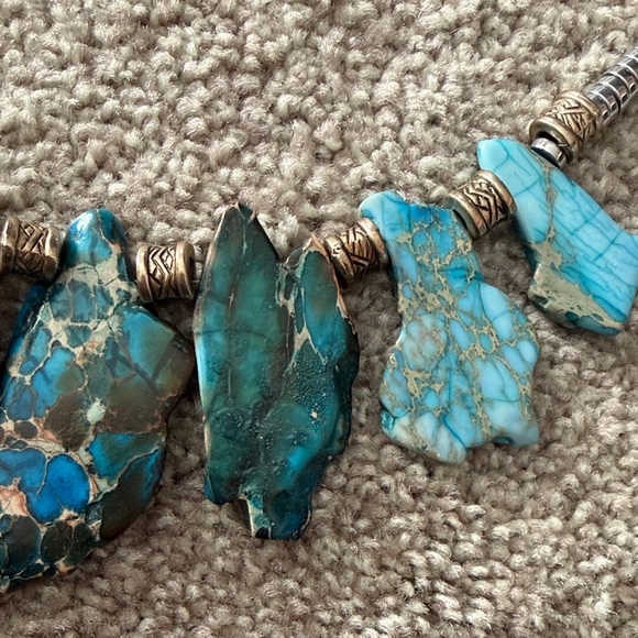 Artisan Faux Turquoise and Silver Necklace